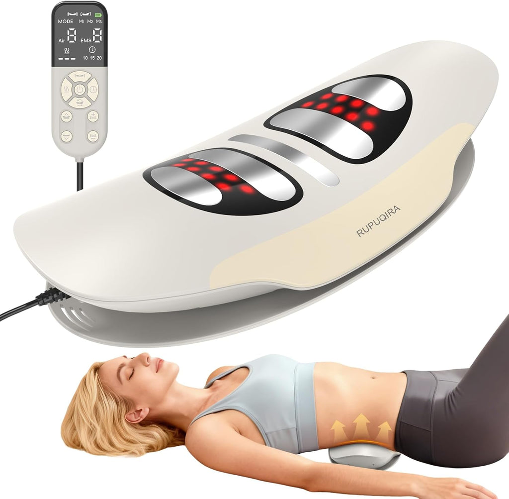 Electric Lumbar & Back Stretching Massager with Airbag Stretch, Vibration Massage, Auto Mode | for Home Relaxation, Ideal Gift (White)
