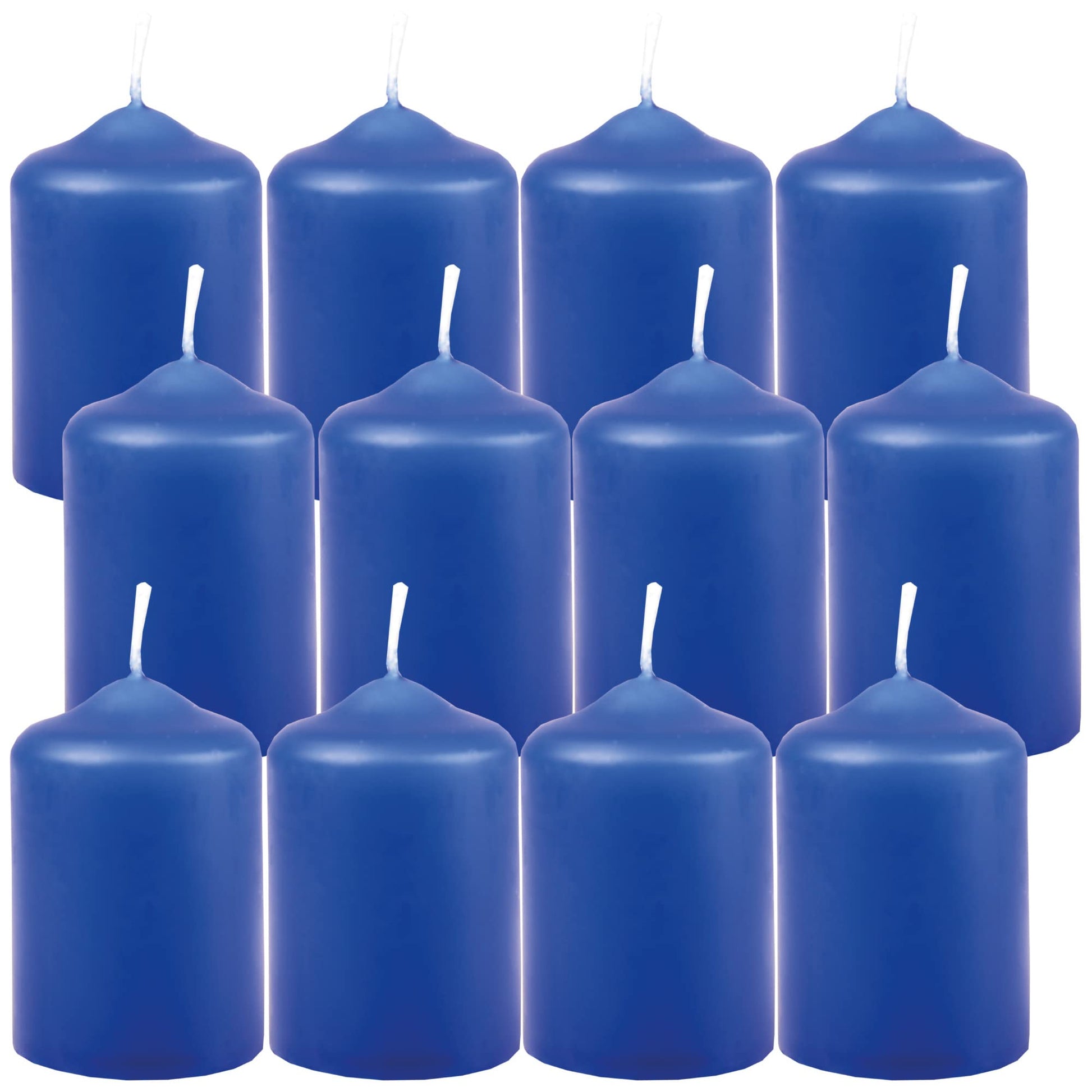 Wax Candles, Pillar Candles, Black, Tea Light Diameter 4 cm x height 6 cm (Pack of 6), Available in Many Colours - Made in the EU - Candles Block Candles - Wax