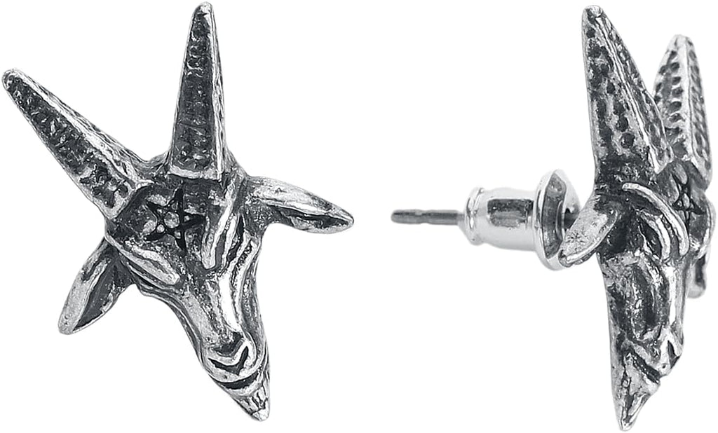 Alchemy Gothic Baphomet Studs Women's Silver Gothic Stud Earrings Set