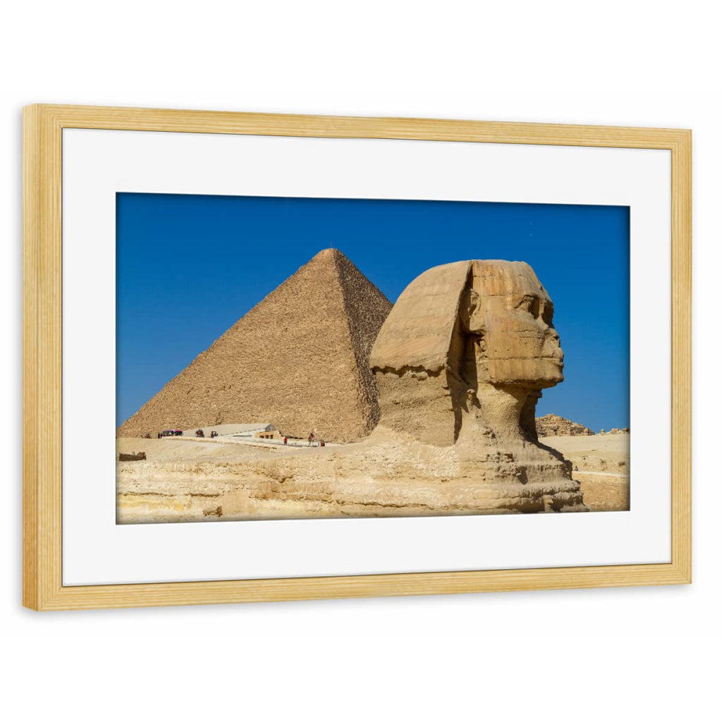 artboxONE Poster mit Rahmen Gold 30x20 cm Die große Sphinx von Gizeh von Die Welt Tanzt Farben - gerahmtes Poster
