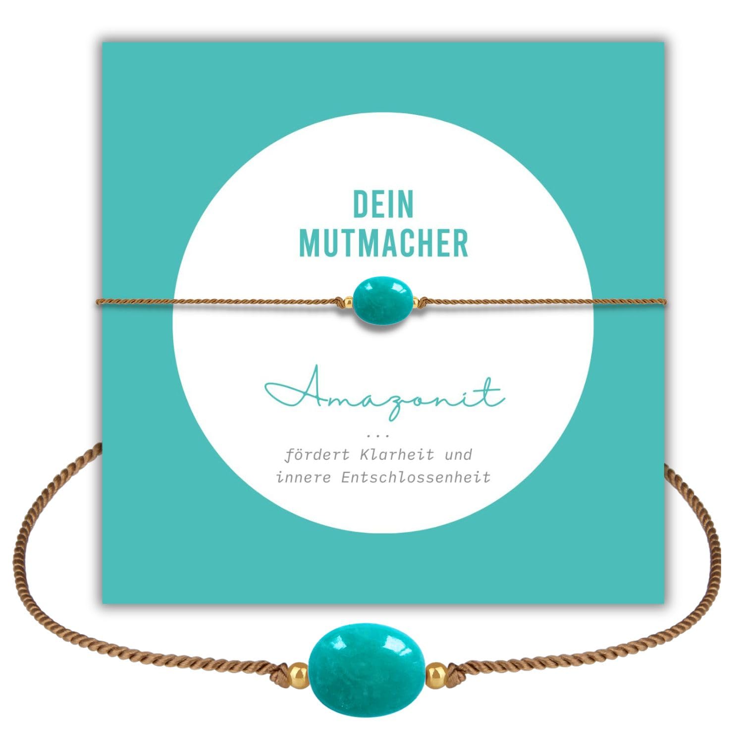 happymaker - Rosenquarz Armband Damen, handgemacht in Deutschland, Edelstein Armband rosa mit vergoldeten Perlen, Geschenkverpackung als Kraftgeber Geschenk für Frauen und Mädchen
