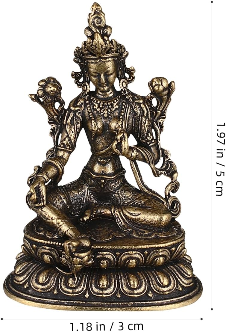 MAGICLULU Tara Buddha Statue Messing Skulptur Dekoration Home Office Figur Buddha Messing Skulptur Tara Statue