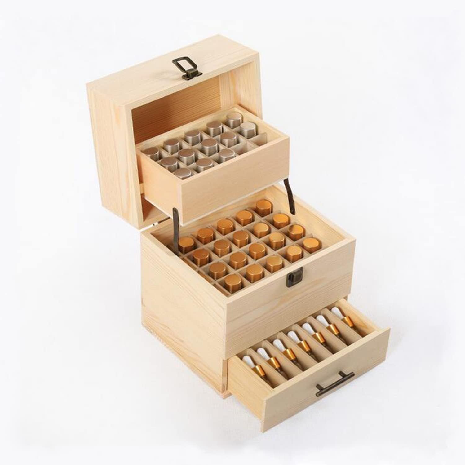 Aufbewahrungsbox für ätherische Öle aus Holz für ätherische Öle, Ständer, Halter für 15-ml-Flaschen, Nagellack-Sammlung. (59-Steckplatz)