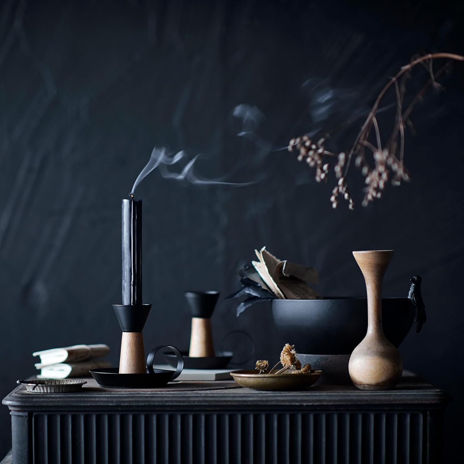 20 Taper Candles, Premium Black Candles, Black Candles, Diameter 1.8 cm, 20 cm, Taper Candles Black Long, Odourless Taper Candle for Table Decoration, Banquet, Wedding