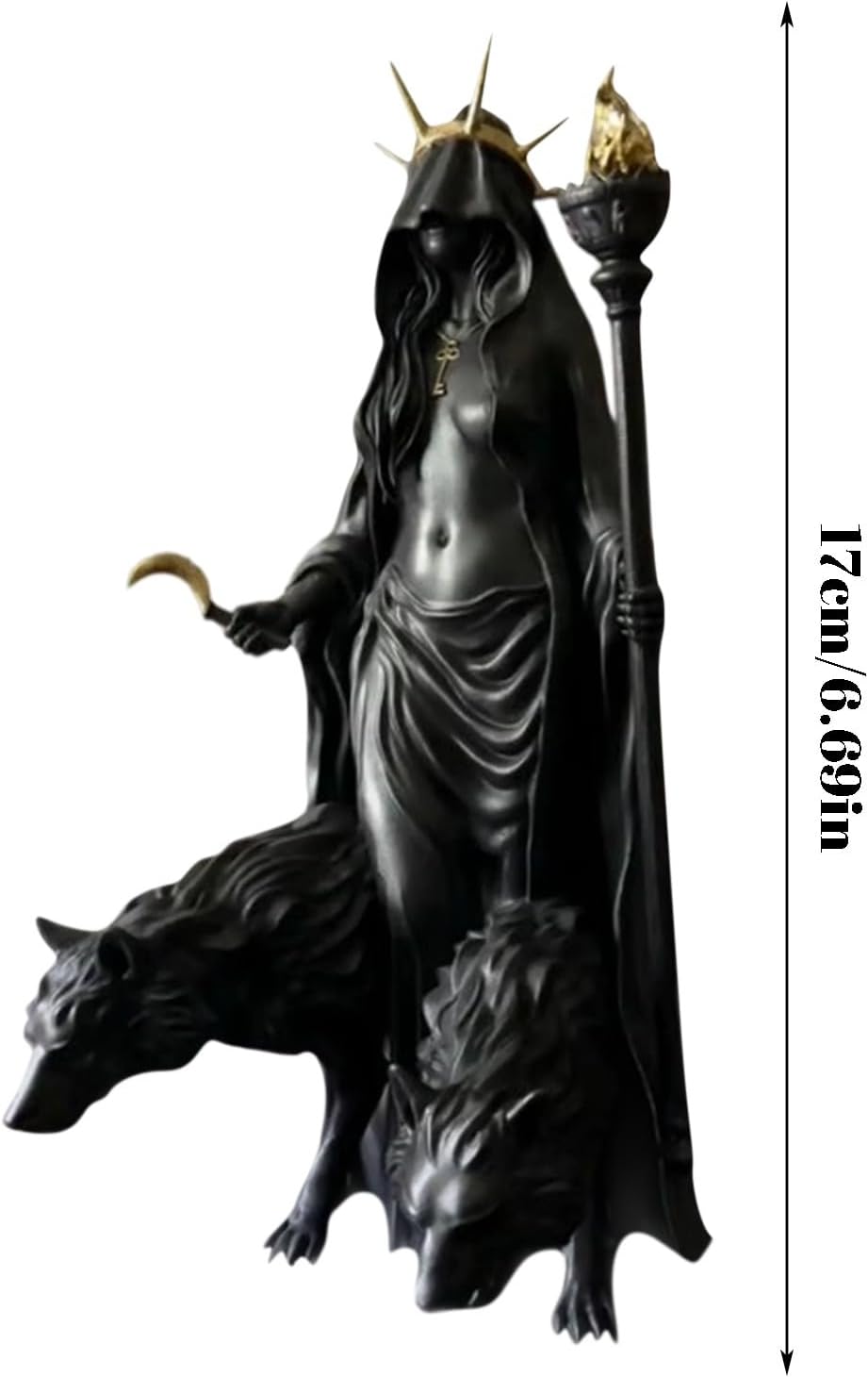 Generisch Hekate Niktipolos, the Witch of the Night, Underworld Hekate Phōsphoros Light Charm or Morning Star Statue, Hecate Greek Goddess with Her Dogs with Magic Resin Sculpture (#A)