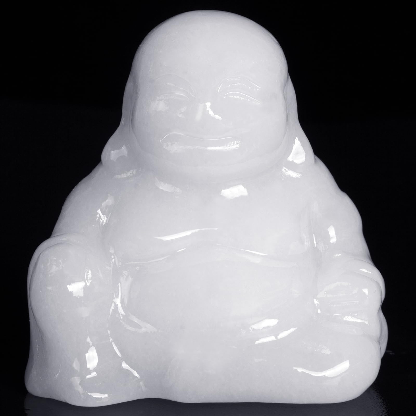 Labradorite Crystal Laughing Buddha Statue Meditation Decor Spiritual Art Piece Healing Stone Figurine Zen Altar Sculpture Feng Shui Gift Yoga Space Ornament Peaceful Home Temple Collectible