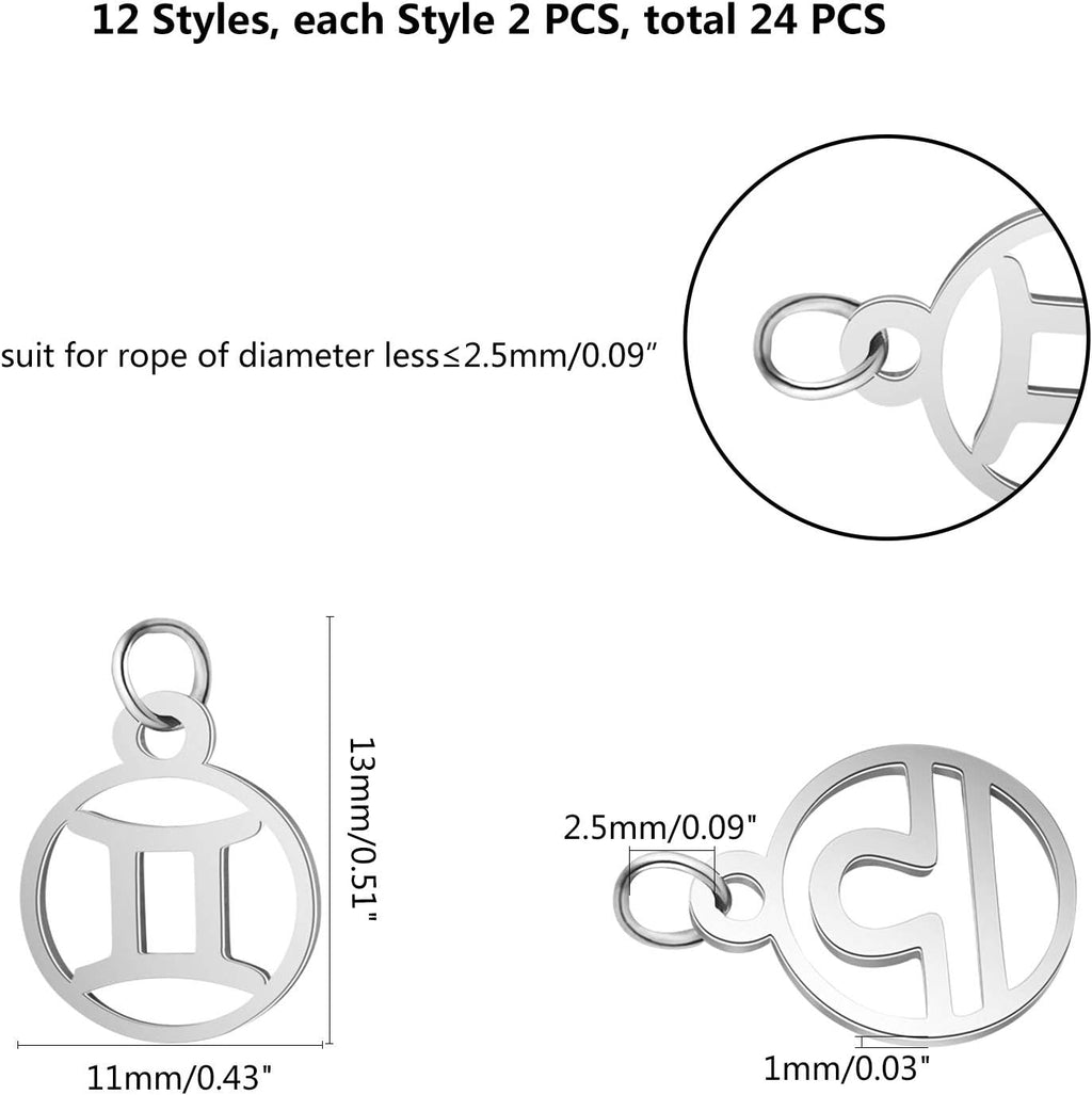 UNICRAFTALE Charm 12 Sternbildern Edelstahl Sternzeichen Anhänger Flach Und Rund Charms Sternbild Anhänger Für Die Herstellung von DIY Schmuck