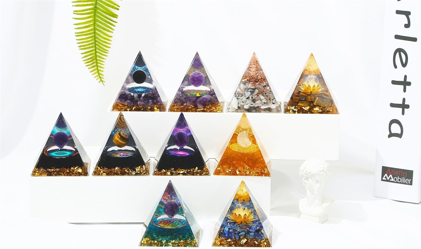 XIANNVXI 2.4" Große Pyramide Tigerauge Obsidian Stein Kristalle Edelsteine Pyramiden Natürliche Witchy Decor Energie Geschenke für Frauen Männer