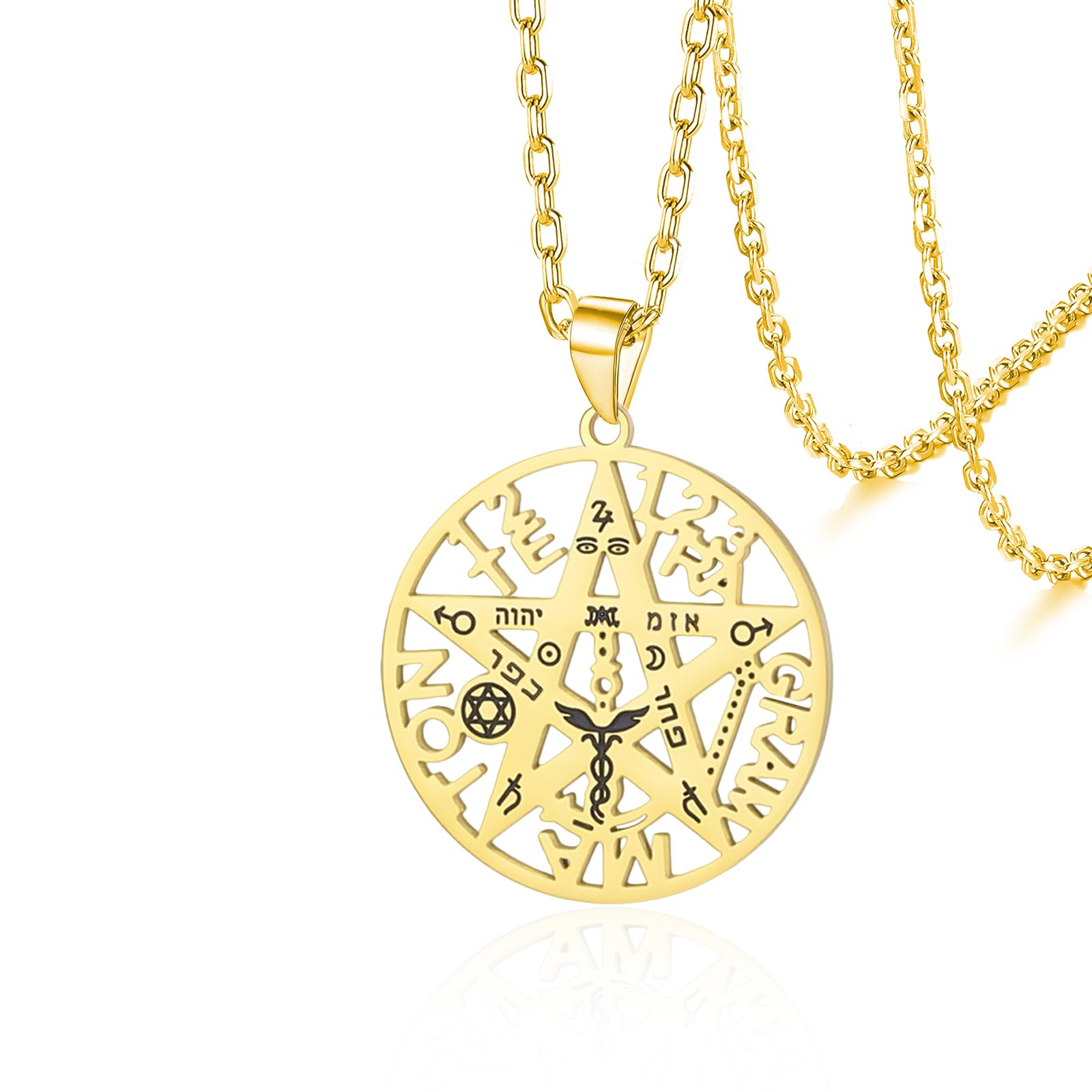 VASSAGO Witch Knot Tetragram Pentagram Necklaces Celtic Knot Pendant Double Protection Witchcraft Pagan Amulet Irish Jewellery for Women Men