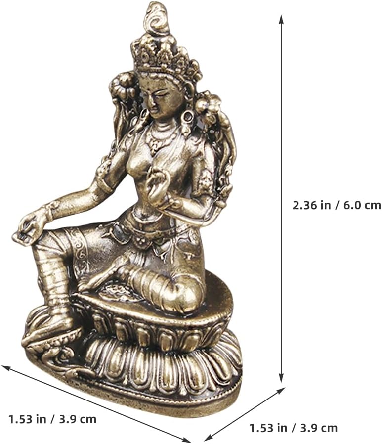 IMIKEYA Tara Buddha Statue Antike Mini Grüne Tara Statue Messing Bodhisattva Lotussitz Figur Mini Buddhistische Ornament Gebetssammlung