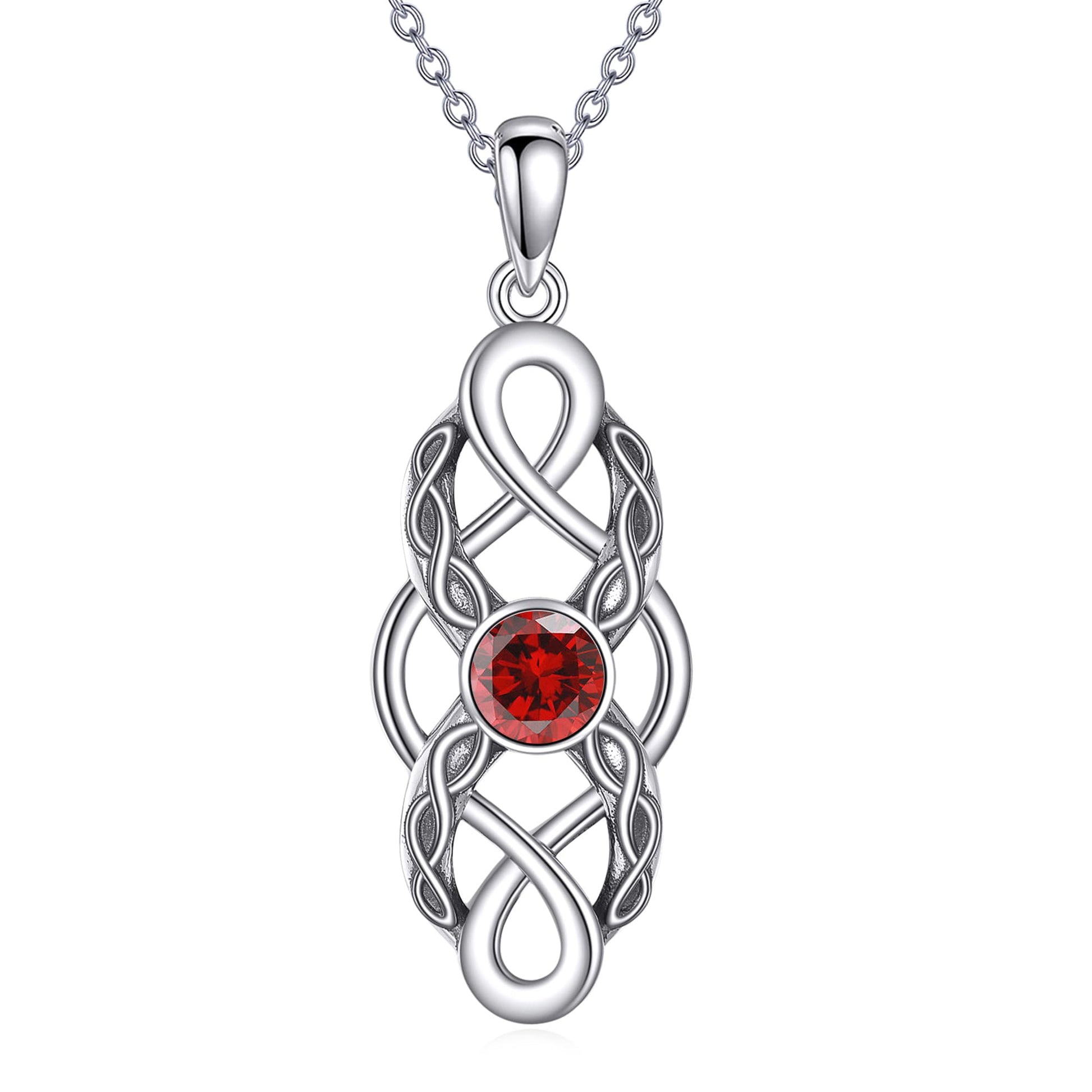 CUPENDA Keltischer Knoten Geburtsstein Halskette Sterling Silber Irische Keltische Anhänger Halskette Glücksschmuck für Frauen