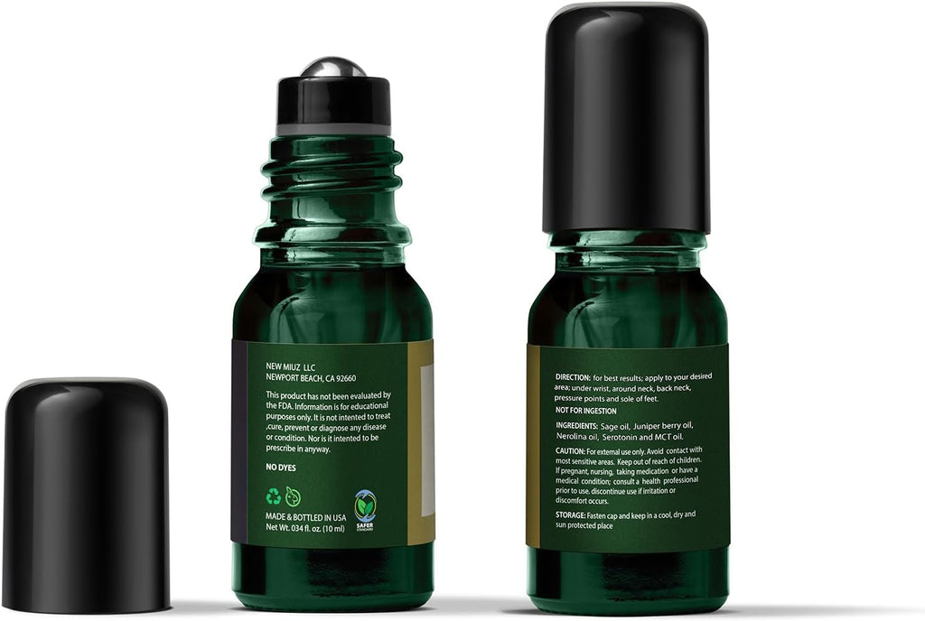 Stress Relief Roll On Essential Oil Sage Juniper Berry Spiritual Energy Clearing Protection Destress Smokeless Smudging Calm Aromatherapy Gifts Women