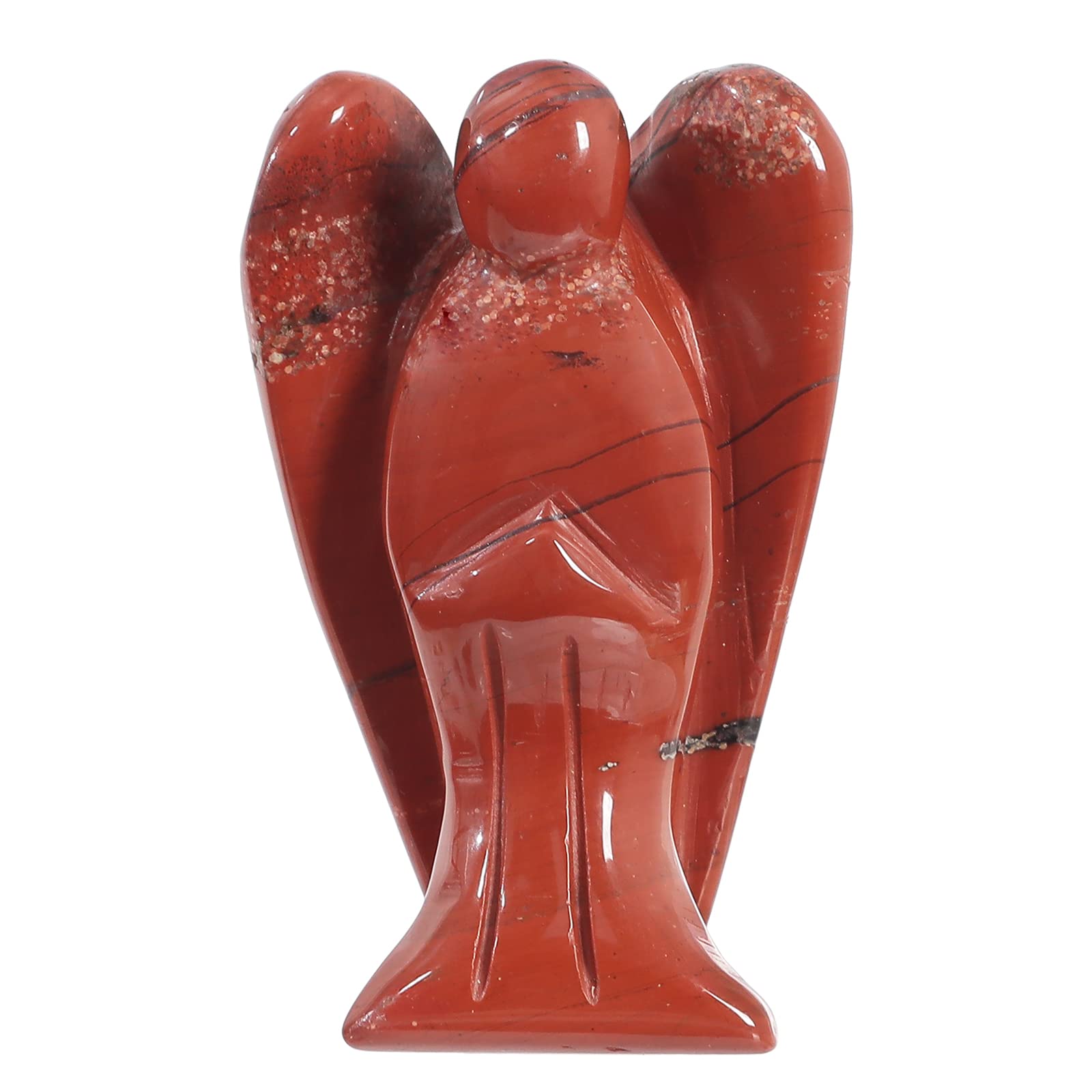 Natural Kambaba Jasper Guardian Angel Statue, Hand Carved Stone Healing Crystal Bag Figures Decoration, 5 cm