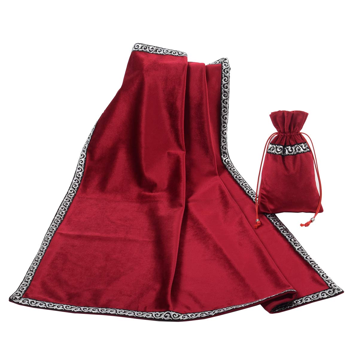 BLESSUME Altar Tarot Tablecloth Divination Wicca Velvet Cloth with Tarot Bag (Yellow 1), One Size