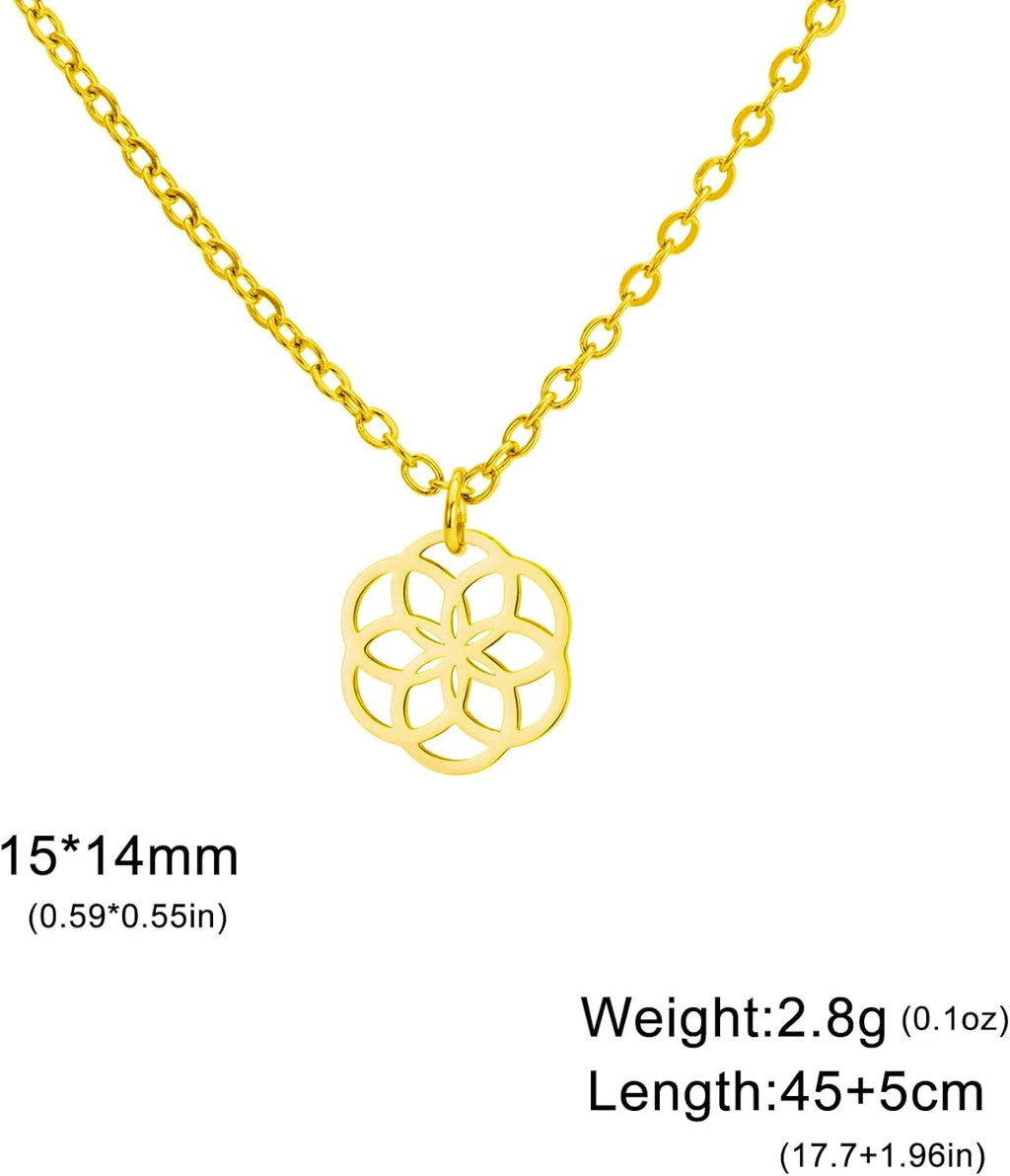 LIKGREAT Blume des Lebens Halskette Seeds of Life Anhänger Halskette Heilige Geometrie Symbol Halskette Spirituelle Heilung Amulett Schmuck