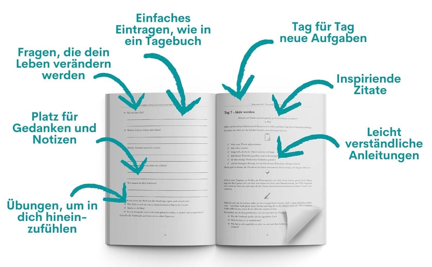 „Mein neues Ich“ - Das große Arbeitsbuch zu den 5 Themen, die dein Leben verändern werden: Selbstfindung, Inneres Kind heilen, Vergangenheit loslassen, Selbstliebe spüren, Glück finden