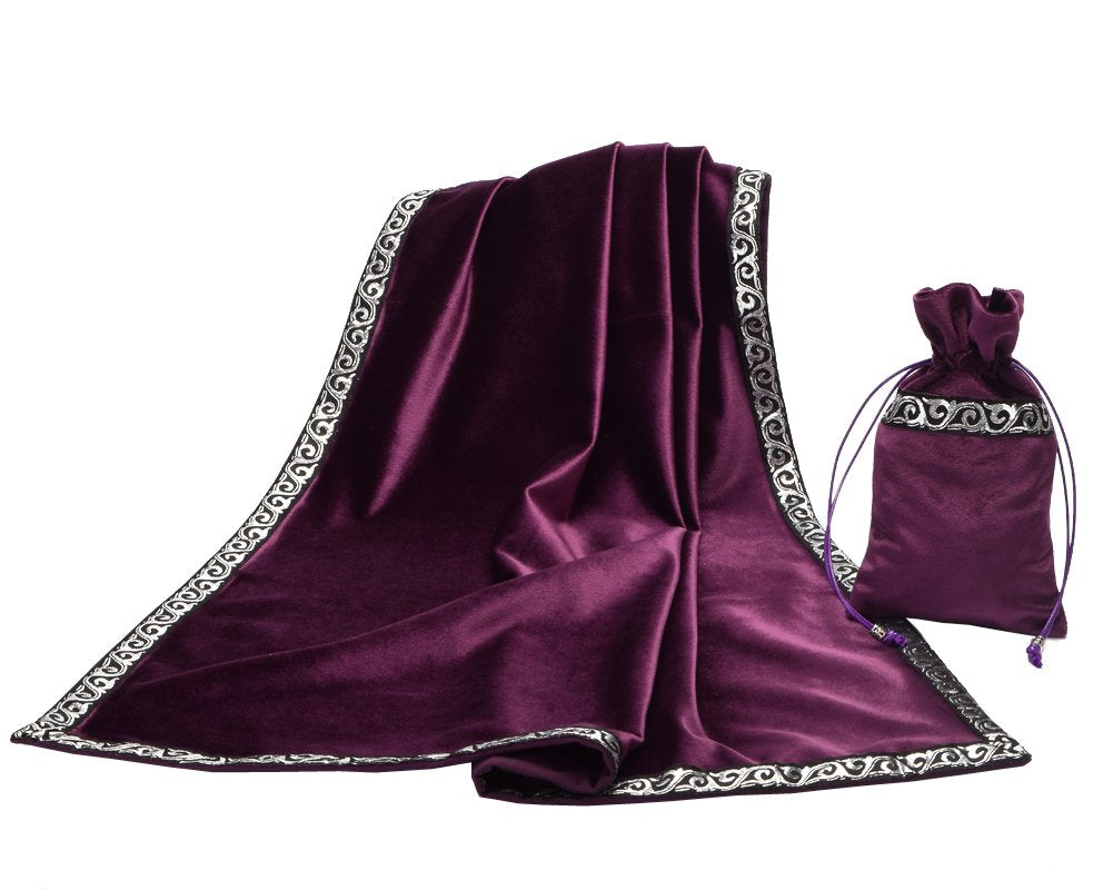 BLESSUME Altar Tarot Tablecloth Divination Wicca Velvet Cloth with Tarot Bag (Yellow 1), One Size