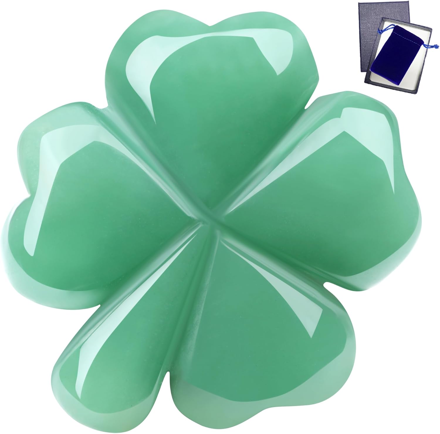Lucky Charm Gift Four Leaf Clover Lucky Charm Exam Green Aventurine Healing Stones Crystals Gemstones Operation Anti-Stress Protection Symbol Lucky Clover Gift