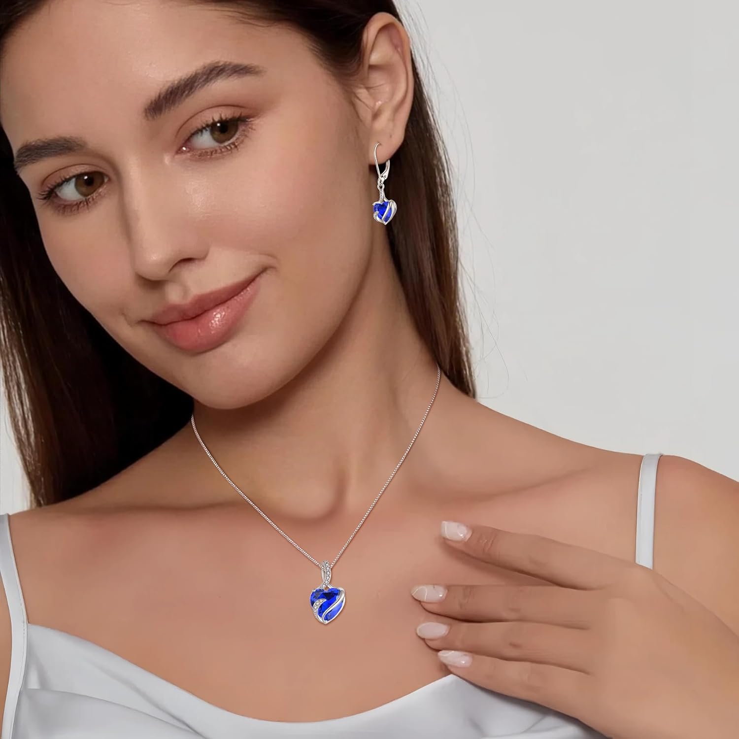 FJ Heart Birthstone Necklace Women's 925 Sterling Silver Infinity Necklace Jewellery Gifts for Women Mother Girlfriend Mum