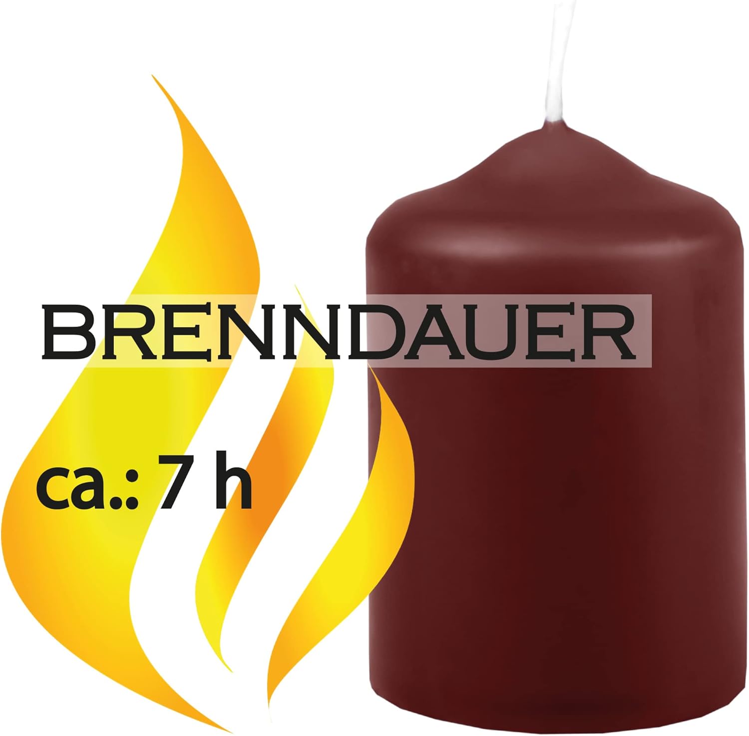 Wachskerzen Stumpenkerzen Braun Ø4cm x 6cm (6 Stück) Teelicht Durchmesser, in vielen Farben - Hergestellt in EU - Kerzen Blockkerzen - Wachs