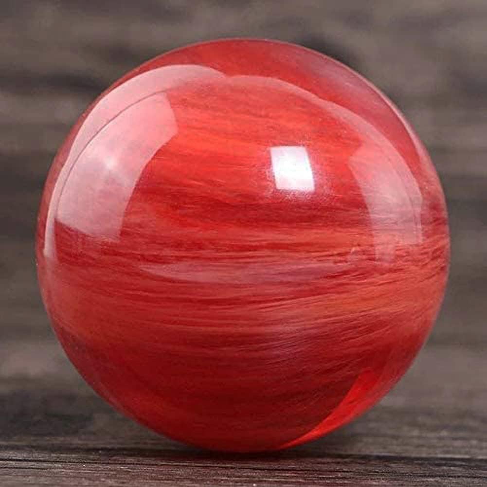 GYKLE Red Obsidian Ball with Stand, 4 Inch Natural Red Crystal Ruby Ball Sphere Melting Quartz Crystal Gemstone for Meditation Healing Feng Shui Divination Sphere Home Decoration Gift Box