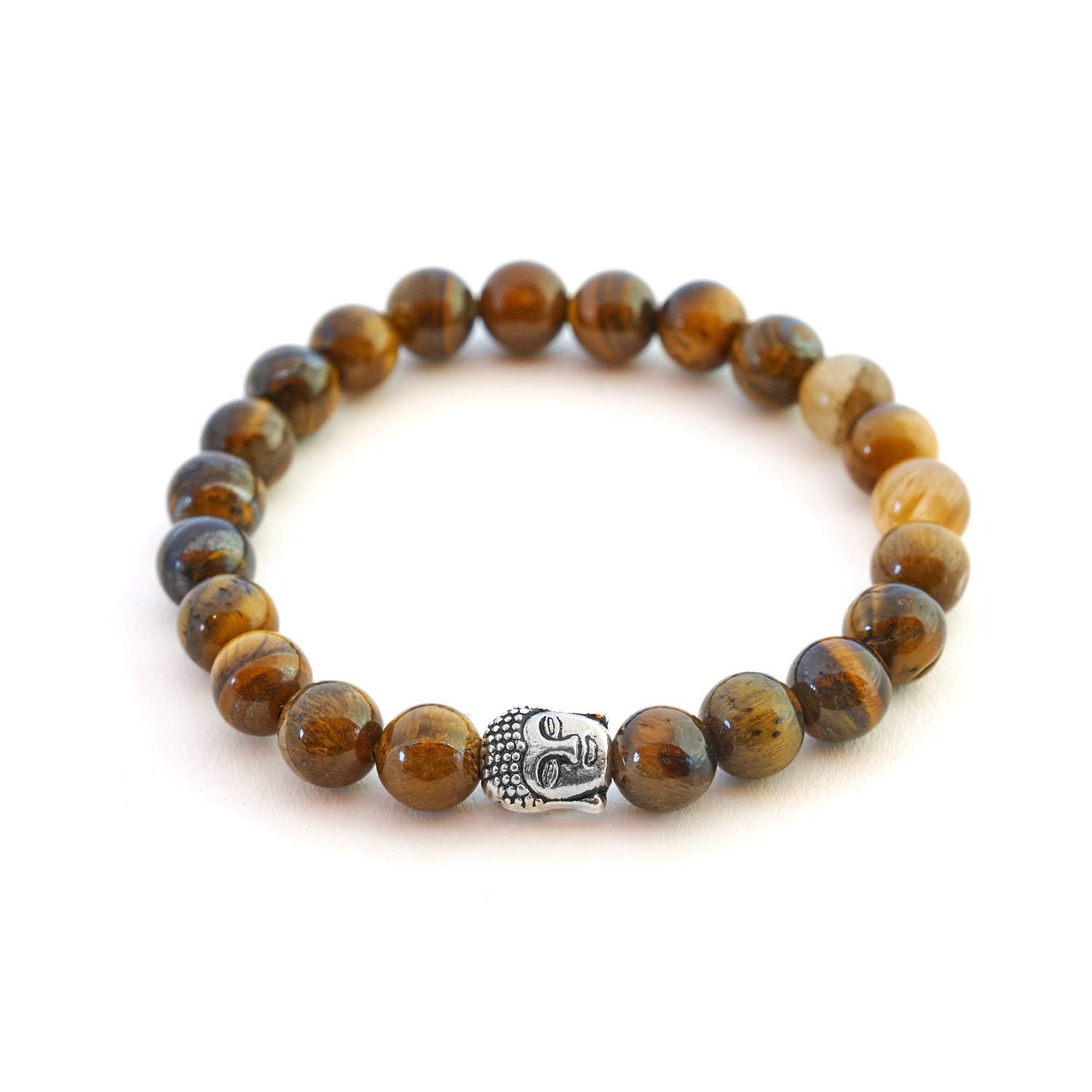 BERGERLIN Buddha Armband - Naturstein geprüft in Deutschland, mit echten Naturstein oder Lavastein Perlen - Naturstein Armband mit Echtheitszertifikat für Damen und Herren