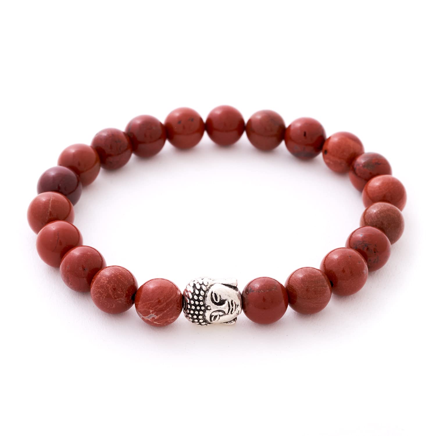 BERGERLIN Buddha Armband - Naturstein geprüft in Deutschland, mit echten Naturstein oder Lavastein Perlen - Naturstein Armband mit Echtheitszertifikat für Damen und Herren