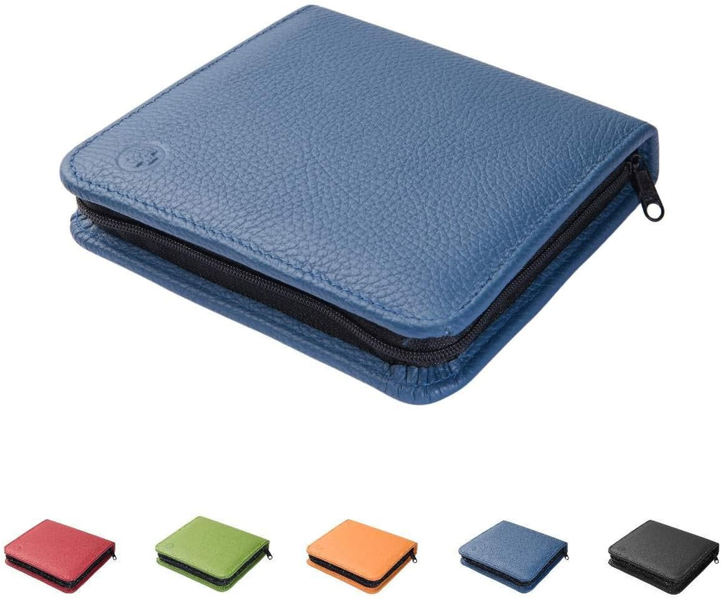 Homöopathische Taschenapotheke, Globuli-Tasche zum Buch Quickfinder Homöopathie für Kinder (GU) von Dr. Markus Wiesenauer, gefüllt mit 48 Globuli-Röhrchen (Glas), aus echtem Leder (atlantik-blau)