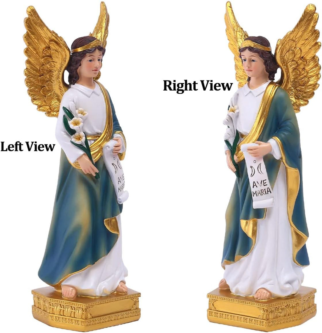 QIANLING Erzengel Gabriel Statue - 20 cm Hohe Harzfigur, Katholisches Geschenk, Heiliger Gabriel als Bote Gottes, Ideal für religiöse Deko und Wohnraumgestaltung