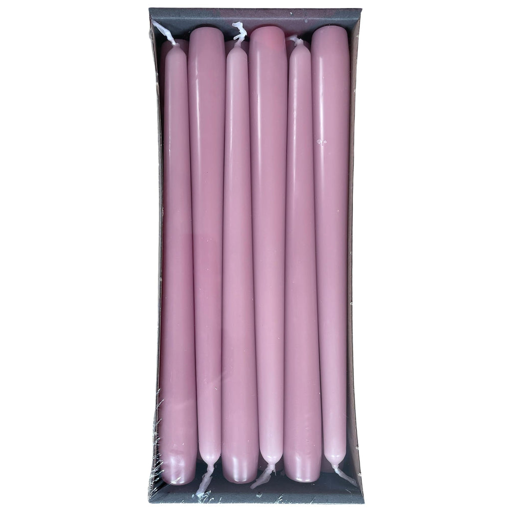 Nordring Pack of 12 Taper Candles 2.3 cm x 25 cm High Antique Pink - RAL Certified, Drip Free & Low Smoke, Approximately 8 Hours Burn Time - Table Decoration & Candlestick