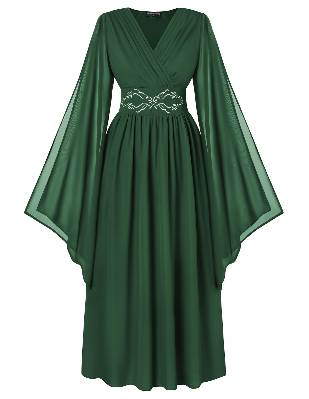 Scarlet Darkness Women's Renaissance Costume Wrap V Neck Medieval Dress Split Bell Sleeve Embroidery Fairy Dresses
