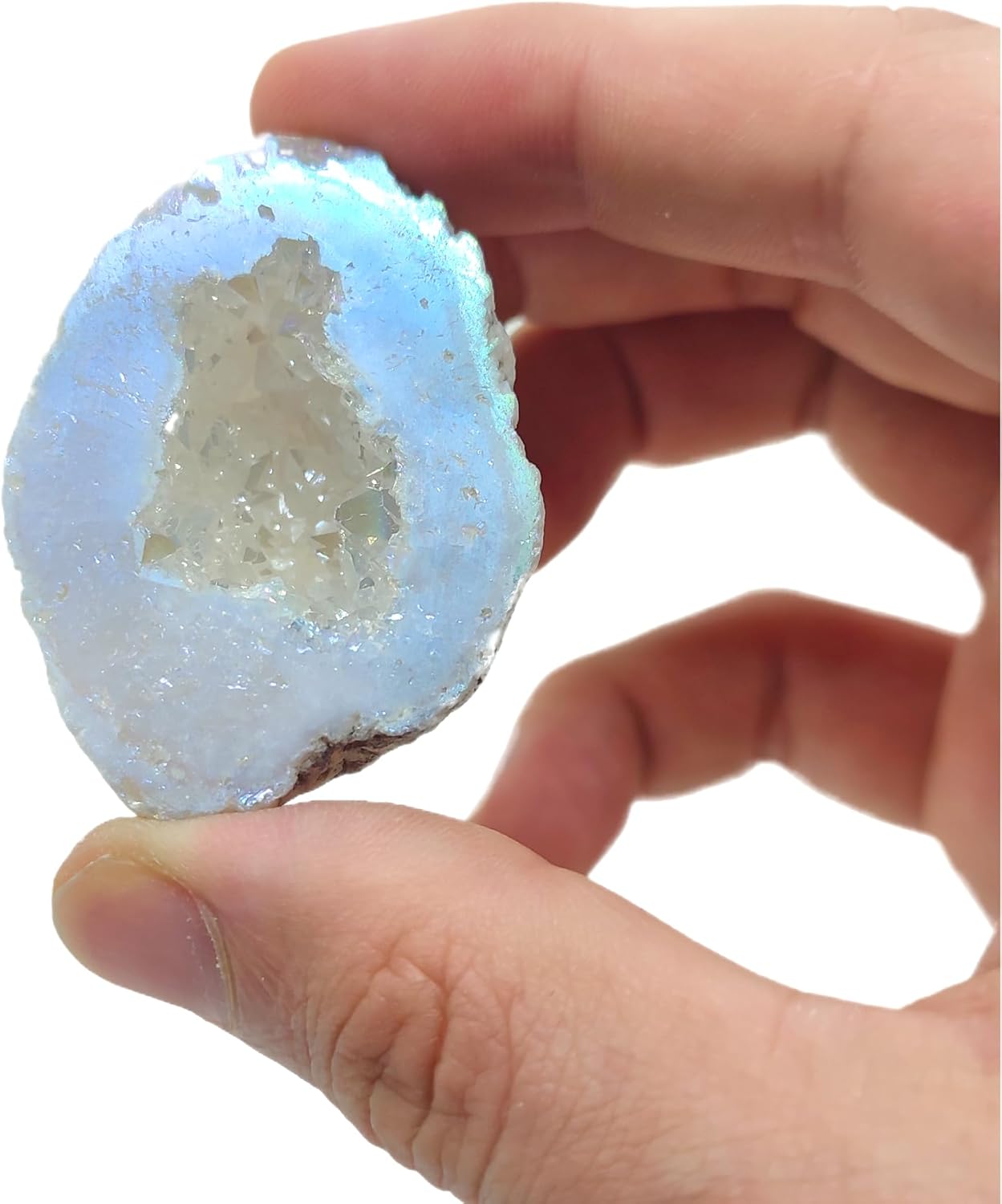 Quartz Geode "Angel Aura" | Agate Geode | Treated Natural Crystal | Iridescent | Mineral Collection | Esotericism & Spirituality