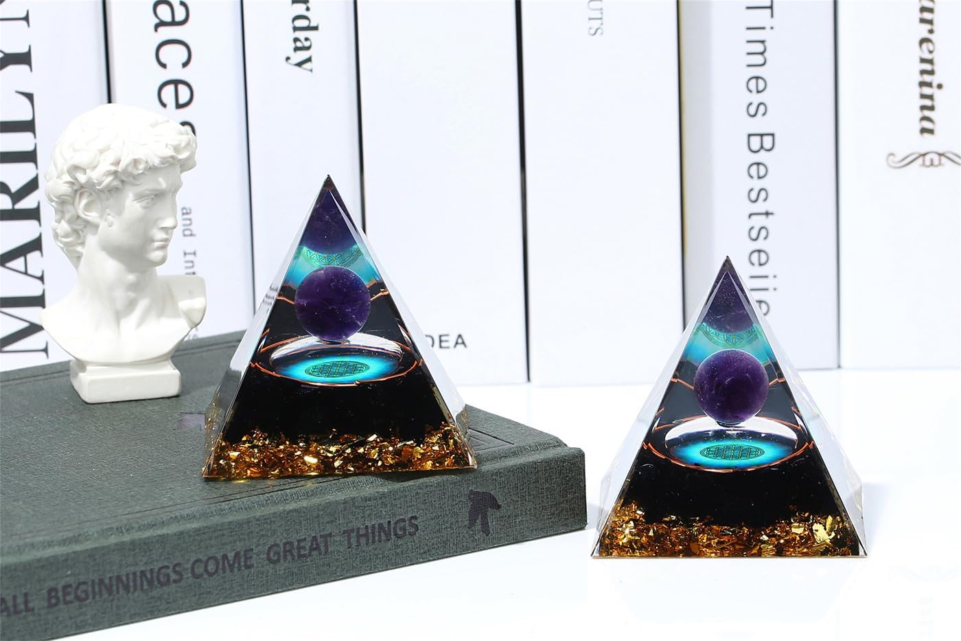 XIANNVXI 2.4" Große Kristalle Pyramide Amethyst Stein Obsidian Edelsteine Natürliche Heilsteine Pyramiden Reiki Spirituelle Geschenke für Frauen Männer