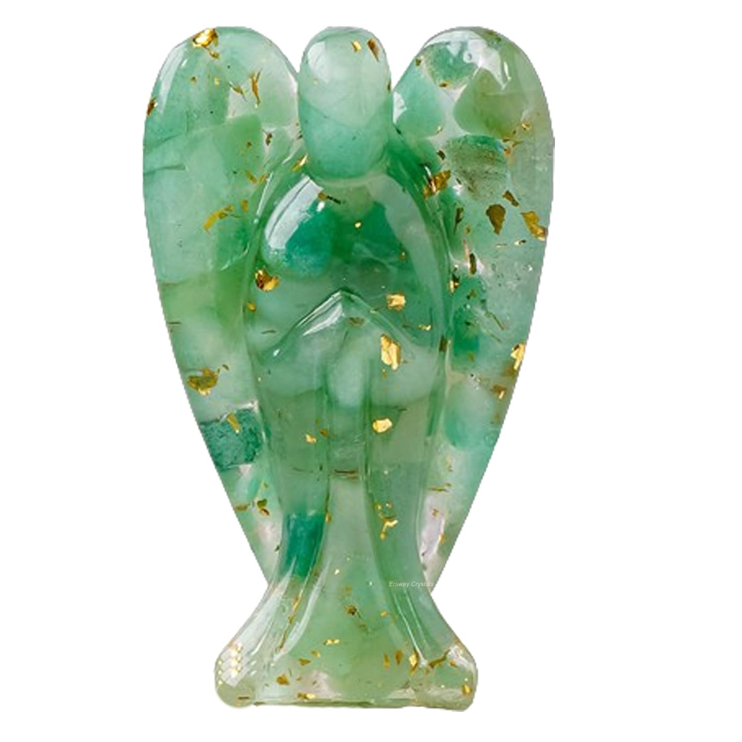 Erliway 7.8cm Large Deep Citrine Crystal Guardian Angel Figures, Natural Healing Crystal Chips Resin Angel Statue for Peace Meditation Easter Home Decor Gifts