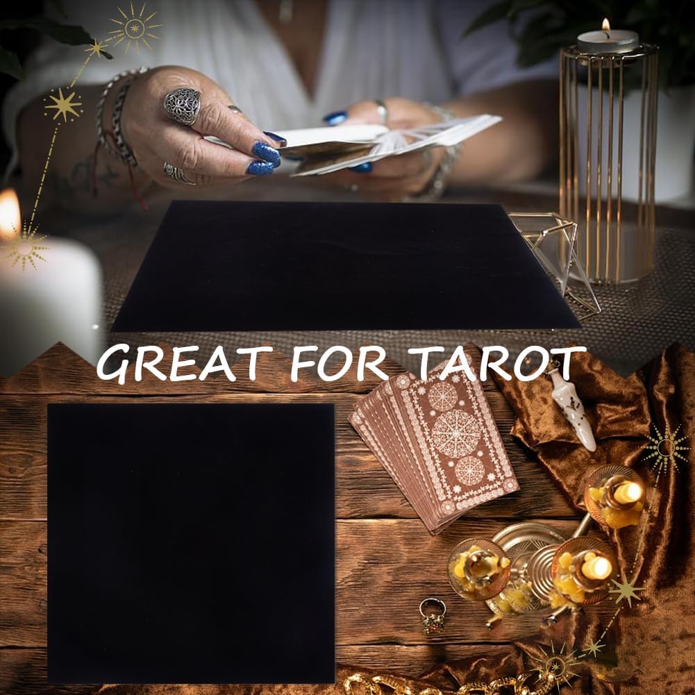 CREATCABIN Altar cloth, tarot tablecloth, gothic card bag, square tablecloth, divination, velvet with tarot bag set with drawstring, tarot card lover gift for women, Christmas, birthday