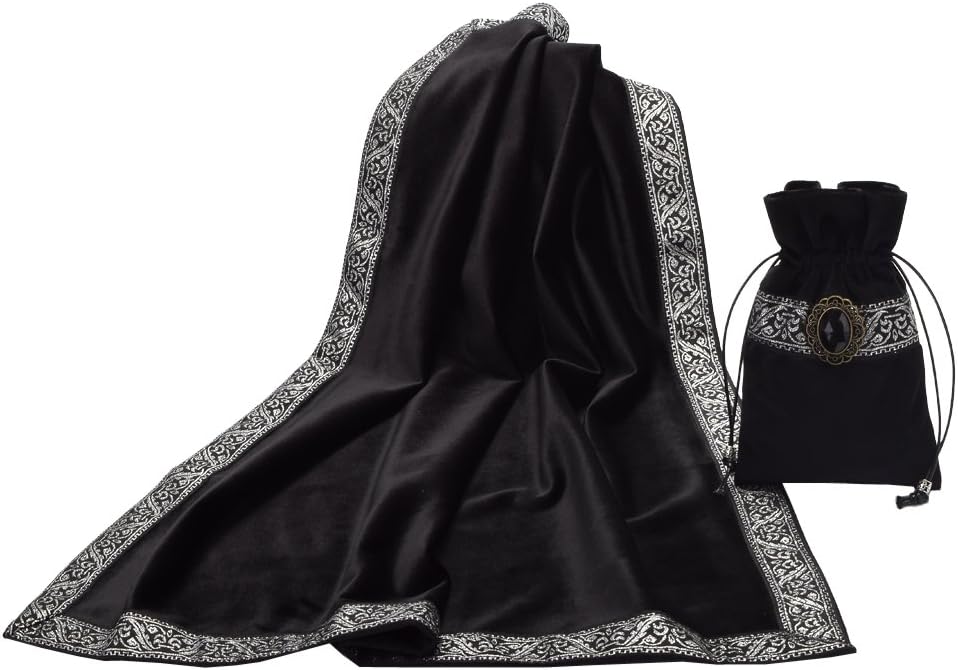 BLESSUME Tarot Tischdecke Altar Tarot Tuch (Schwarz)
