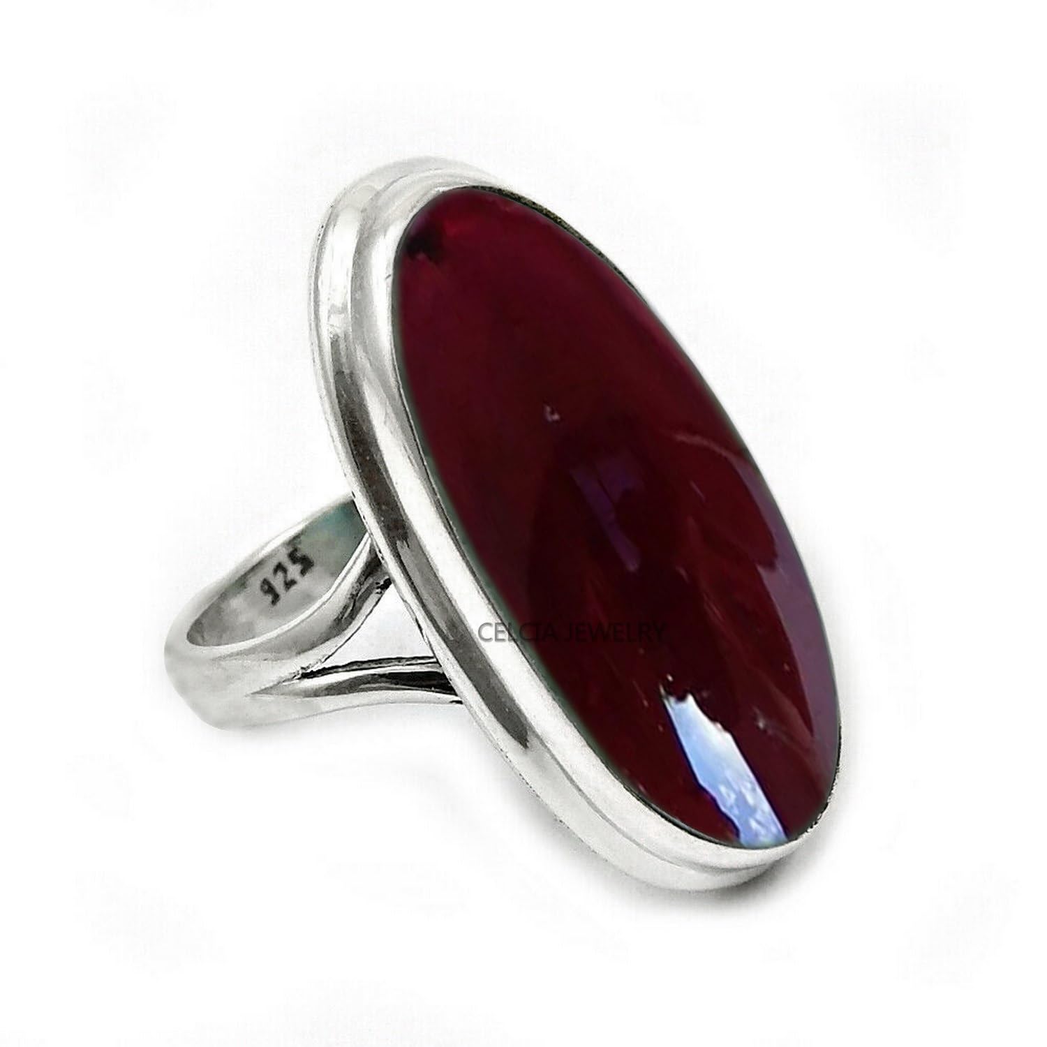 Large Oval Gemstone Handmade Jewellery, 925 Sterling Silver Tribal Ring, Engagement Gifts for Couples, Birthday Gifts for Men, Fathers Day Gifts, Promise Ring, Men's Gifts (Size 7.5, Charoite)