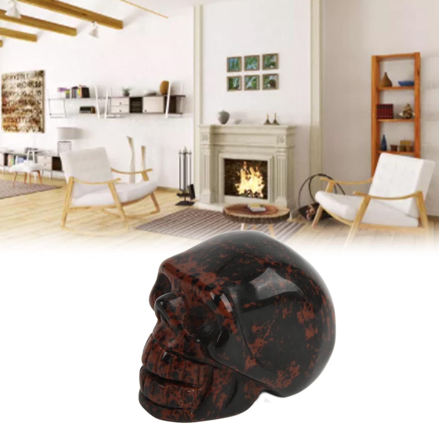 Restokki Kristallschädel, Kristallschädelkopf, Obsidian-Kristallschädel, natürliches Material, Handgravur, eleganter, modischer Kristall