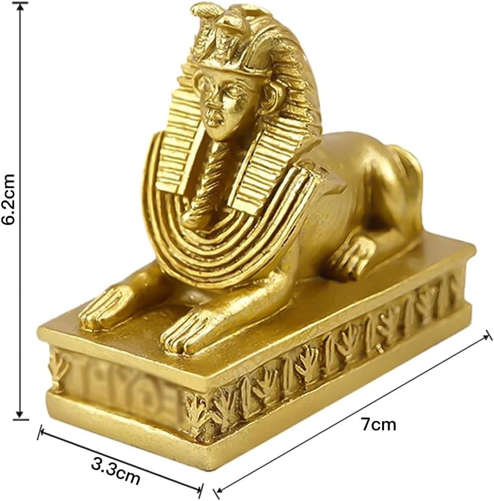 2 Pieces Sphinx Figure Resin Egyptian Sphinx Statue Gold Egyptian Desktop Ornaments for Homes