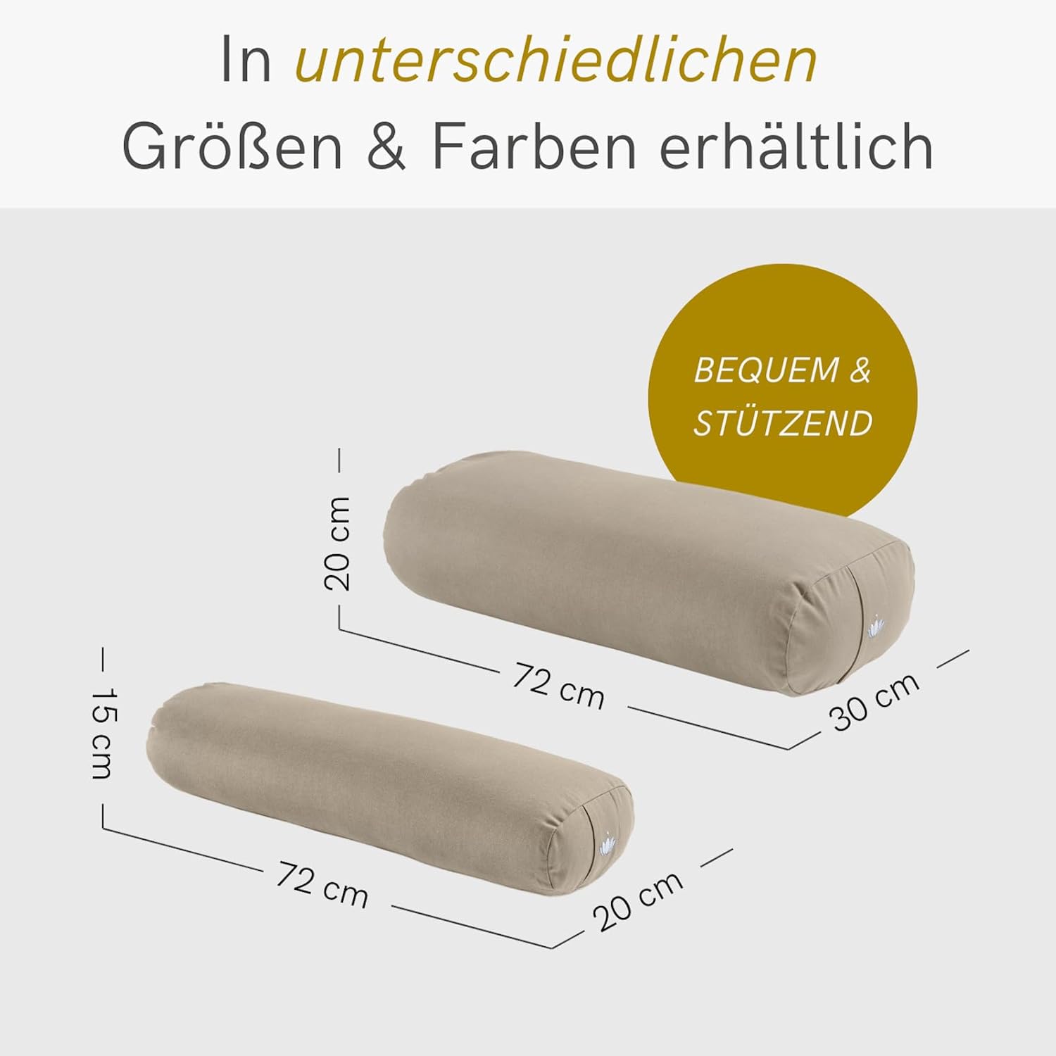 Lotuscrafts® Bolster Yoga Bolster for Yin, 100% Kapok Filling, Washable Cotton Cover, Cushion for Restorative Yoga Exercises