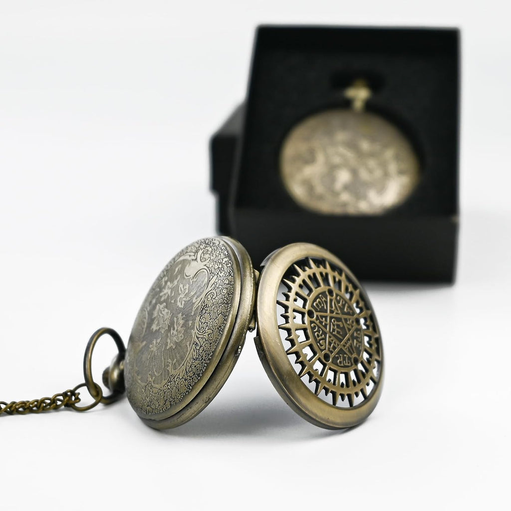 Black Obsidian Scrying Mirror, Obsidian Feng Shui Mirror, Witches Mirror Presents, Witchcraft kit Divination Tools (Pocket Watch-4)