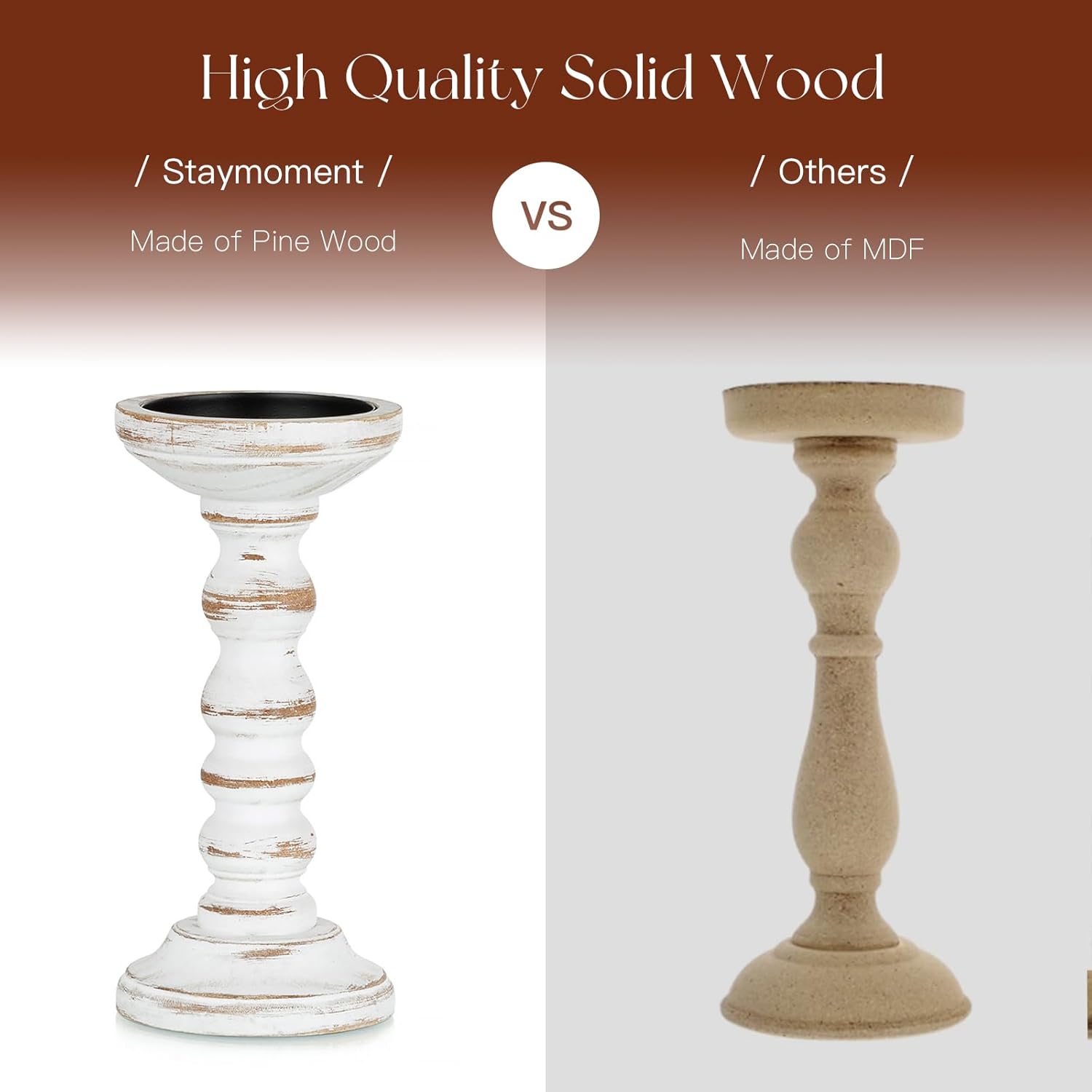 Kerzenständer Holz Landhausstil Deko: 3er Set Kerzenhalter Stumpenkerzen Wohnzimmer Deko Vintage Tischdeko Esstisch Groß Kerzenständer Landhaus Dekoration Fensterbank