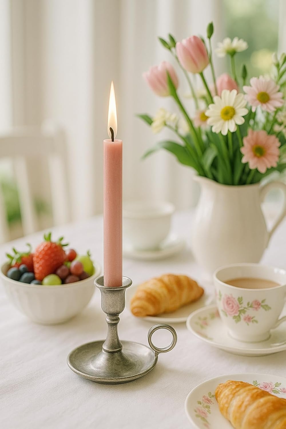 Nordring Pack of 12 Taper Candles 2.3 cm x 25 cm High Antique Pink - RAL Certified, Drip Free & Low Smoke, Approximately 8 Hours Burn Time - Table Decoration & Candlestick