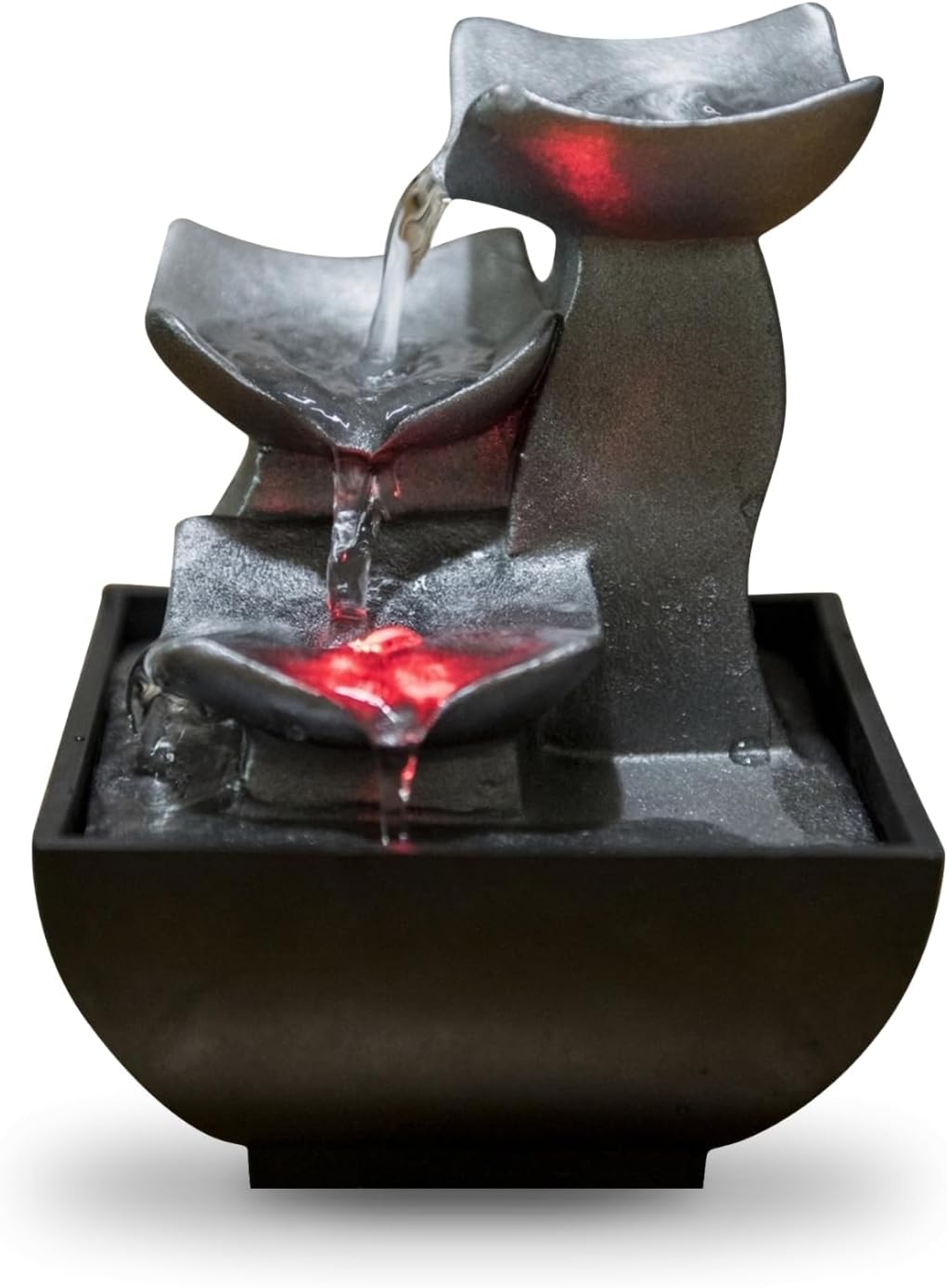 zen' Light Natural Boro Fontaine Resin Silver 13 x 13 x 17 cm