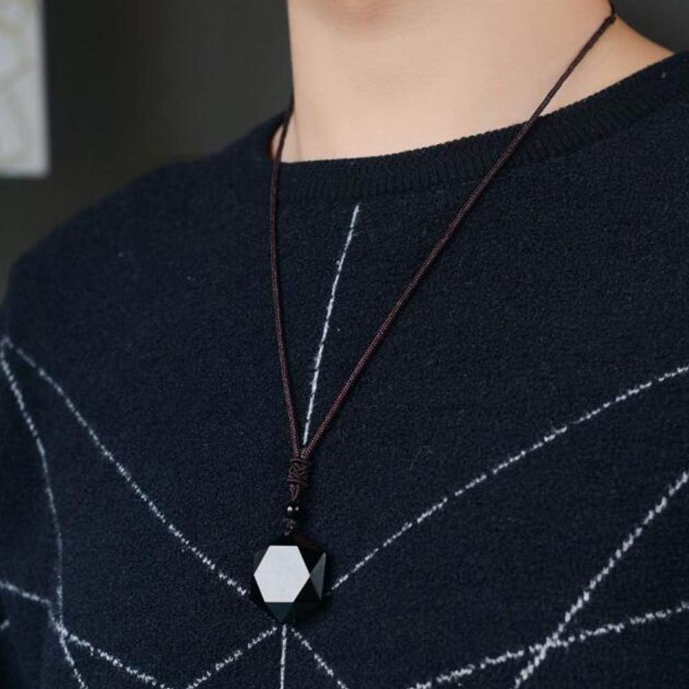 Natürlicher Obsidian Hexagon Stern Anhänger Kette Lucky Love Halskette Sternbild Schmuck für Männer und Frauen