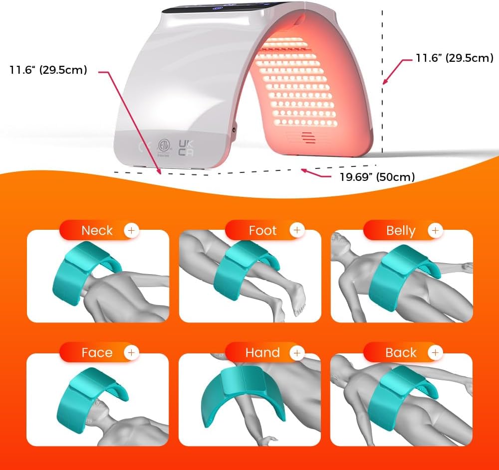 Bestqool LED-Lichttherapie – 6 Farben mit Nahinfrarot-Licht LED, SPA Salon Gerät