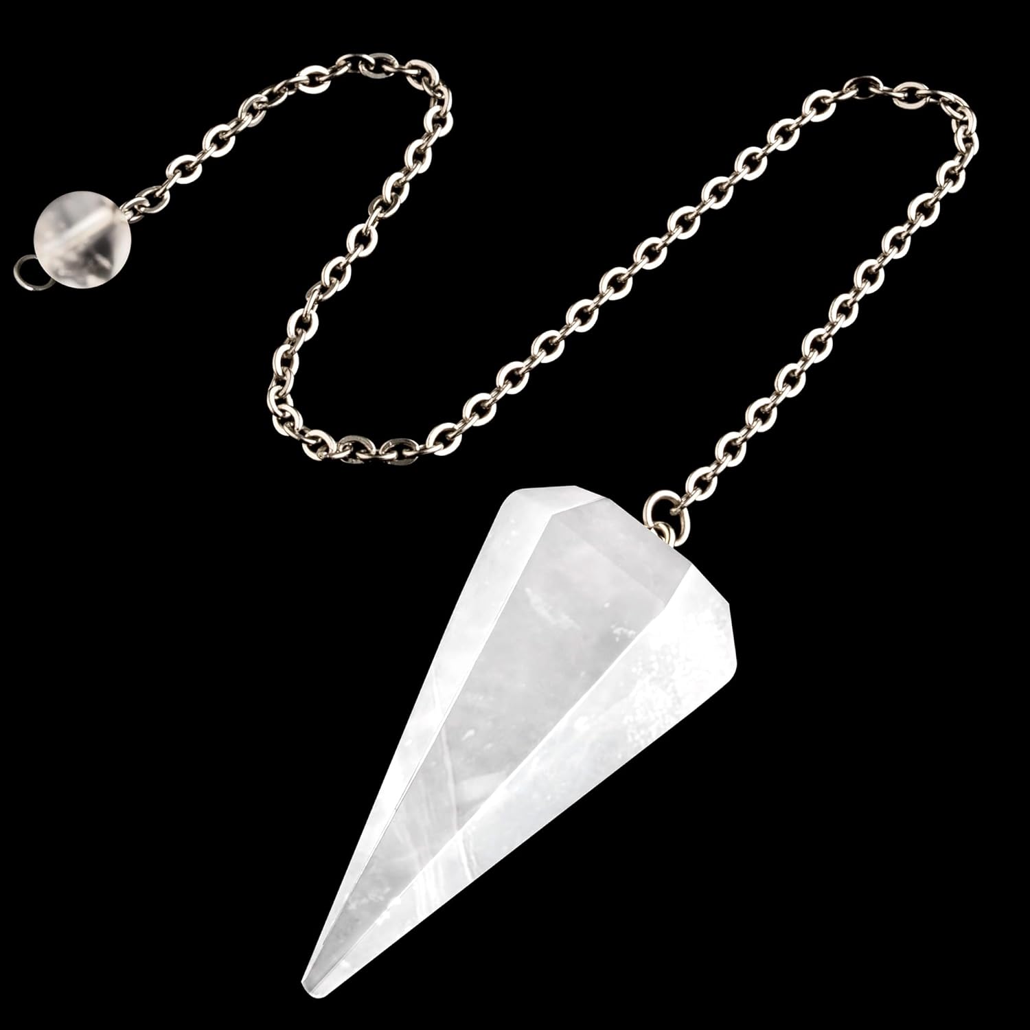 QINJIEJIE Rock Crystal Pendulum Natural Gemstone Pendulum Crystals Esoteric Pendulum with Chain and Ball for Dowsing Rods Fortune teller Chakra Reiki Witchcraft Accessories Esoteric Gifts