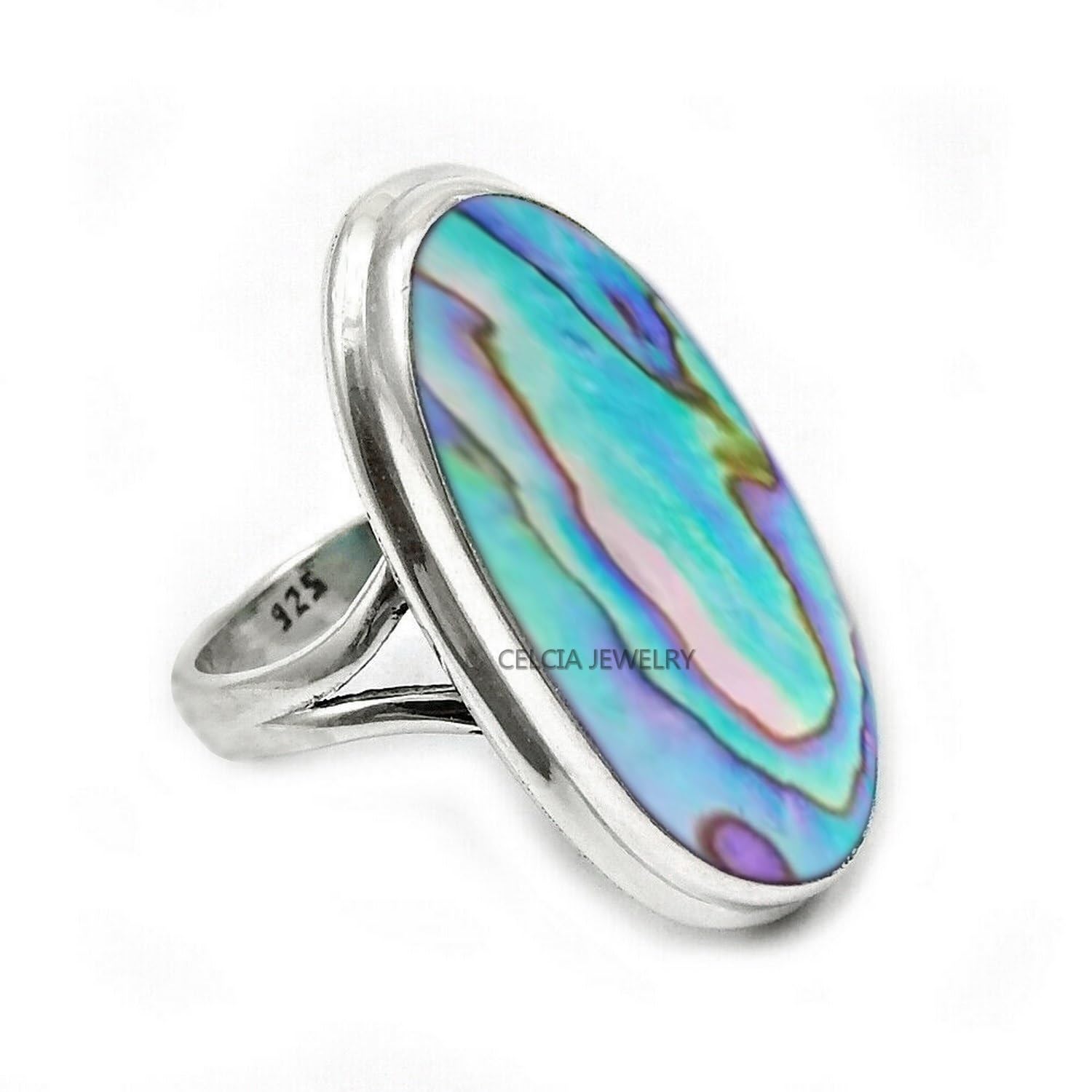 Large Oval Gemstone Handmade Jewellery, 925 Sterling Silver Tribal Ring, Engagement Gifts for Couples, Birthday Gifts for Men, Fathers Day Gifts, Promise Ring, Men's Gifts (Size 7.5, Charoite)