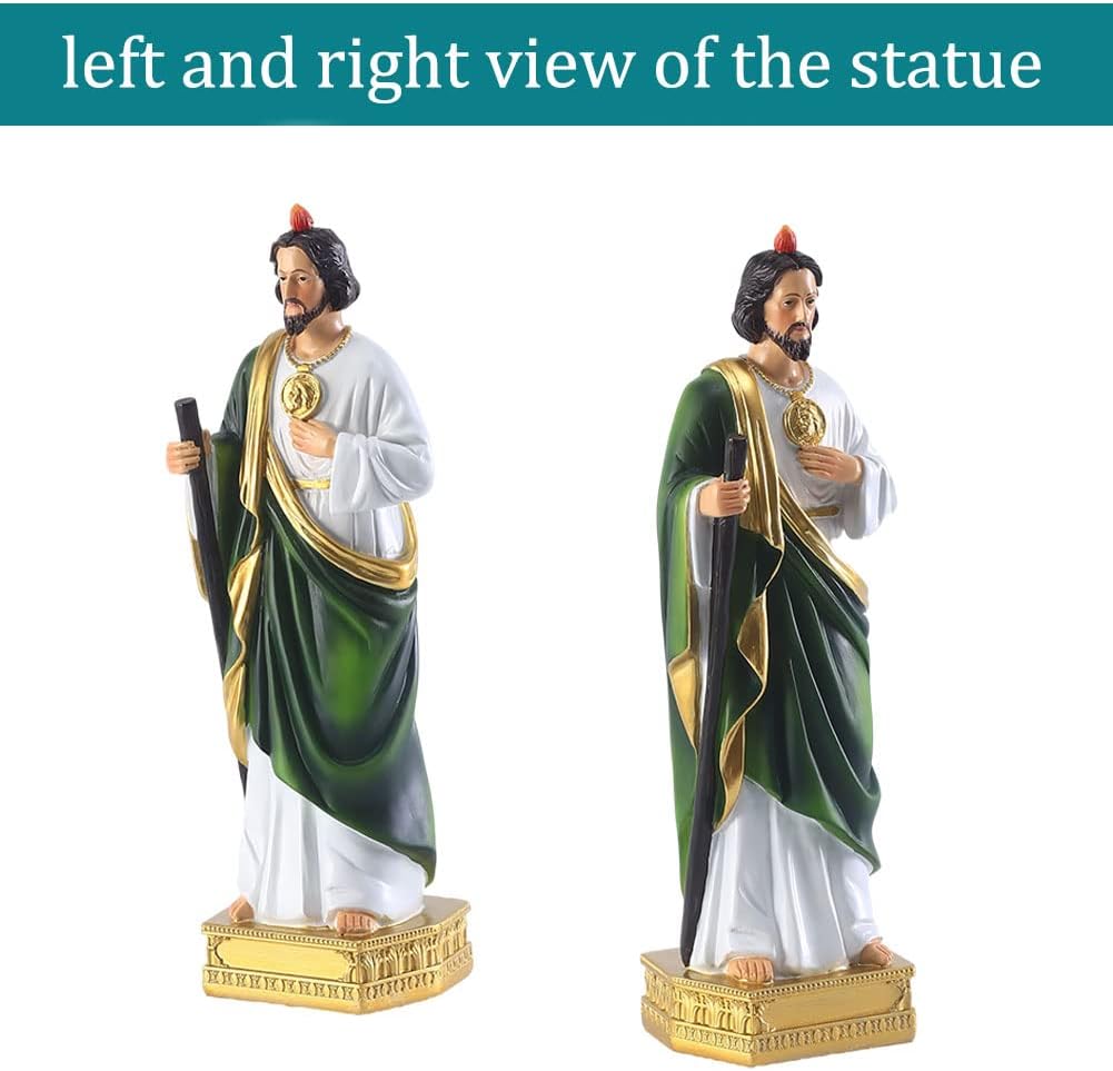 QIANLING Statue des Heiligen Jude, religiöse Kunstharz-Statuen, religiöses, farbiges Geschenk, Statue des heiligen Jude Thaddäus, geeignet für Ordensleute und Gläubige zum Beten zu Hause, als