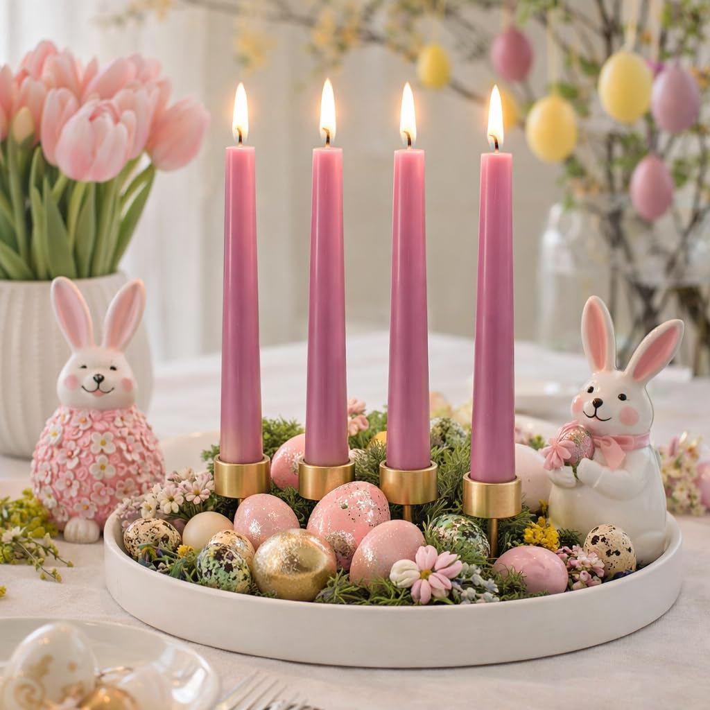25 kurze Stabkerzen durchgefärbt 100x22mm | RAL Tafelkerzen mit 4h Brenndauer | Ohne Tropfen & Rußen | Leuchterkerzen für Deko | Made in Germany (Pink)